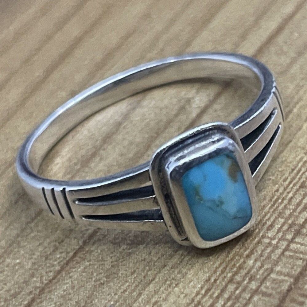 Sterling Silver Kingman Mojave Turquoise Ring Size 9.5 Signed Southwestern 925